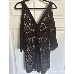 Mia Cold Shoulder Lace Romper Black Lace Playsuit by Bardot Size 8 New With Tag